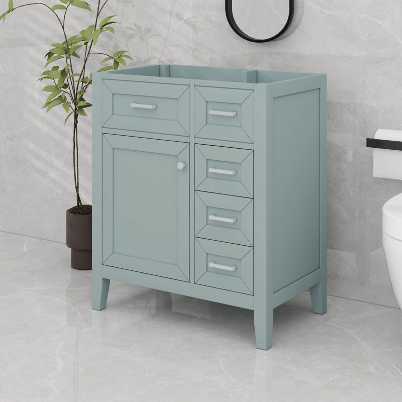 Meuble-lavabo 30 po avec tiroirs, Vert / Argent