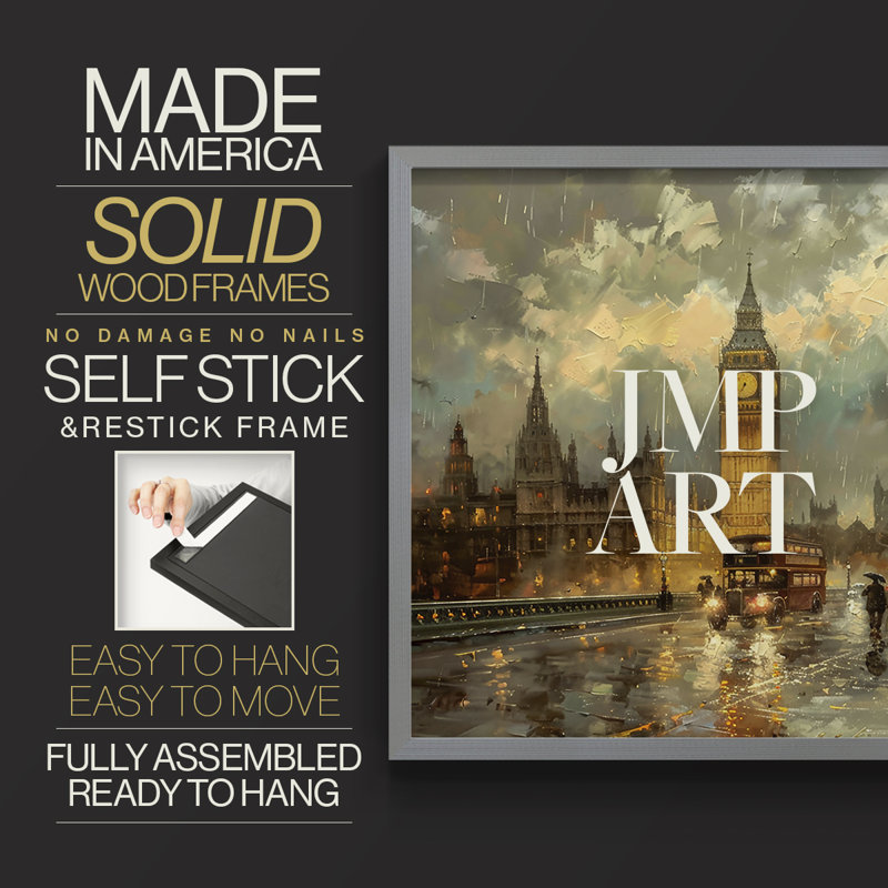 Landscape Series-CXLI -Framed Print - Restickable, Gris, H 11 po x l 14 po