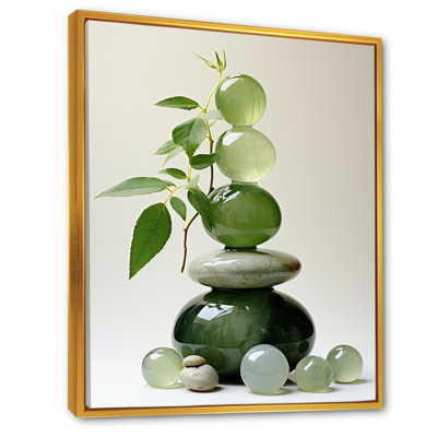 Green Zen Spiritual Stone 4 - Spiritual Stone Wall Art