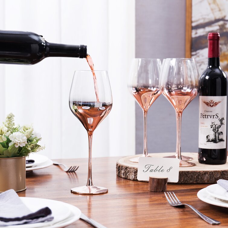 Union Street Glass Set of 8 Seville Claret Wine Stems Amber 8 3/4