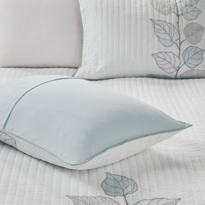 Organic Blue Microfiber Reversible King Quilt Set