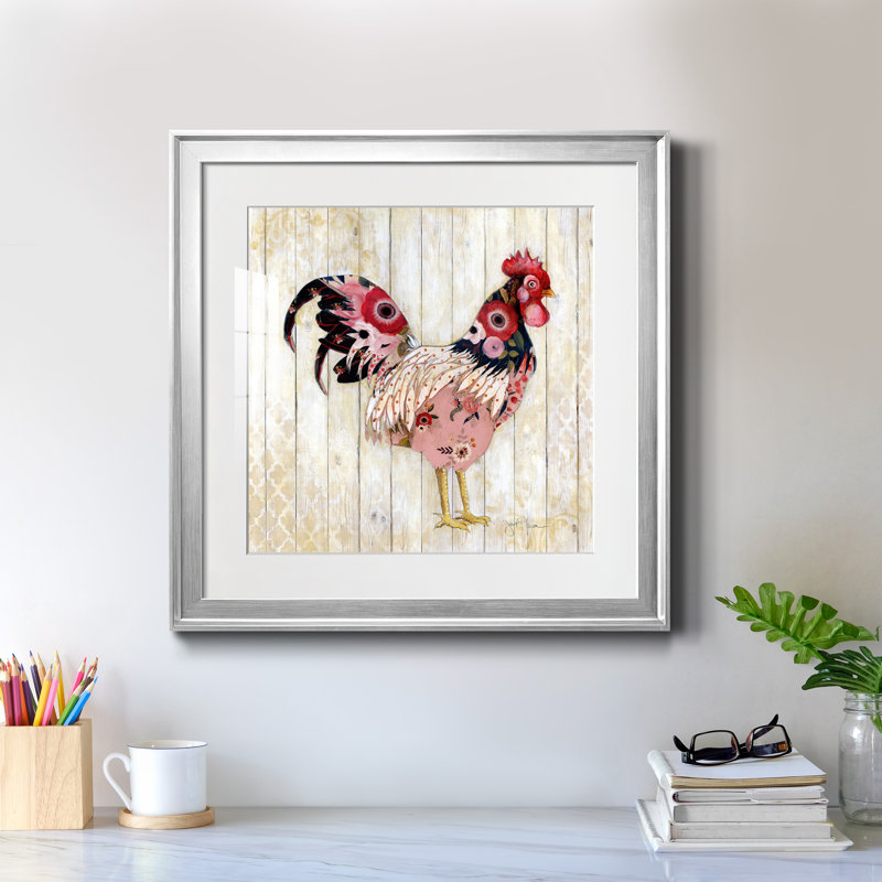 Pecking l'ordre I - impression de cadre photo sur papier, Encadrement argenté, H 17,5 po x l 17,5 po x P 1,5 po