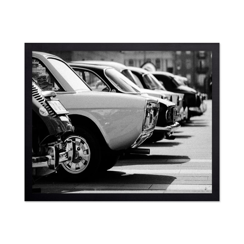 Parked Classic Cars, Cadre noir, Affiche, H 08 po x l 10 po