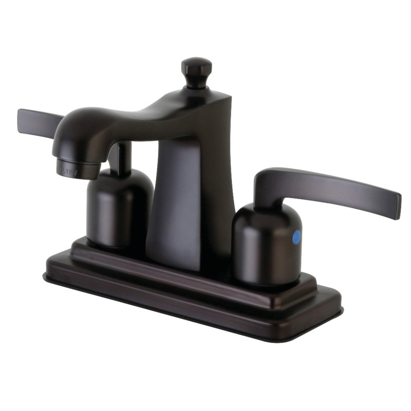 Kingston Brass Centurion Two-Handle 3-Hole Deck Mount 4" Centerset Bathroom Faucet with Plastic Pop-Up, Oil Rubbed Bronze