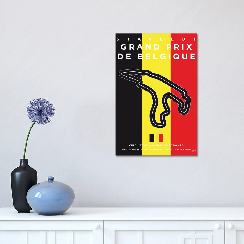 F1 Francorchamps Race Track Minimal Poster by Chungkong - Wrapped Canvas Print, 20.32 cm H x 30.48 cm W