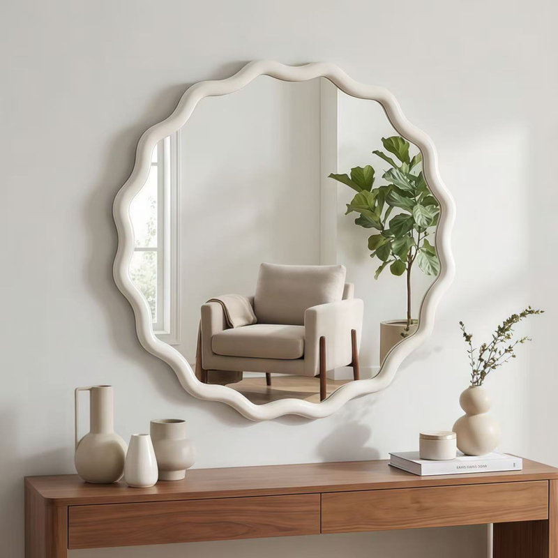 Miroir rond, Blanc, Rond