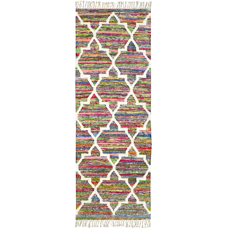 Axelrod Geometric Cotton Hand Woven Area Rug, Runner 70 x 200cm