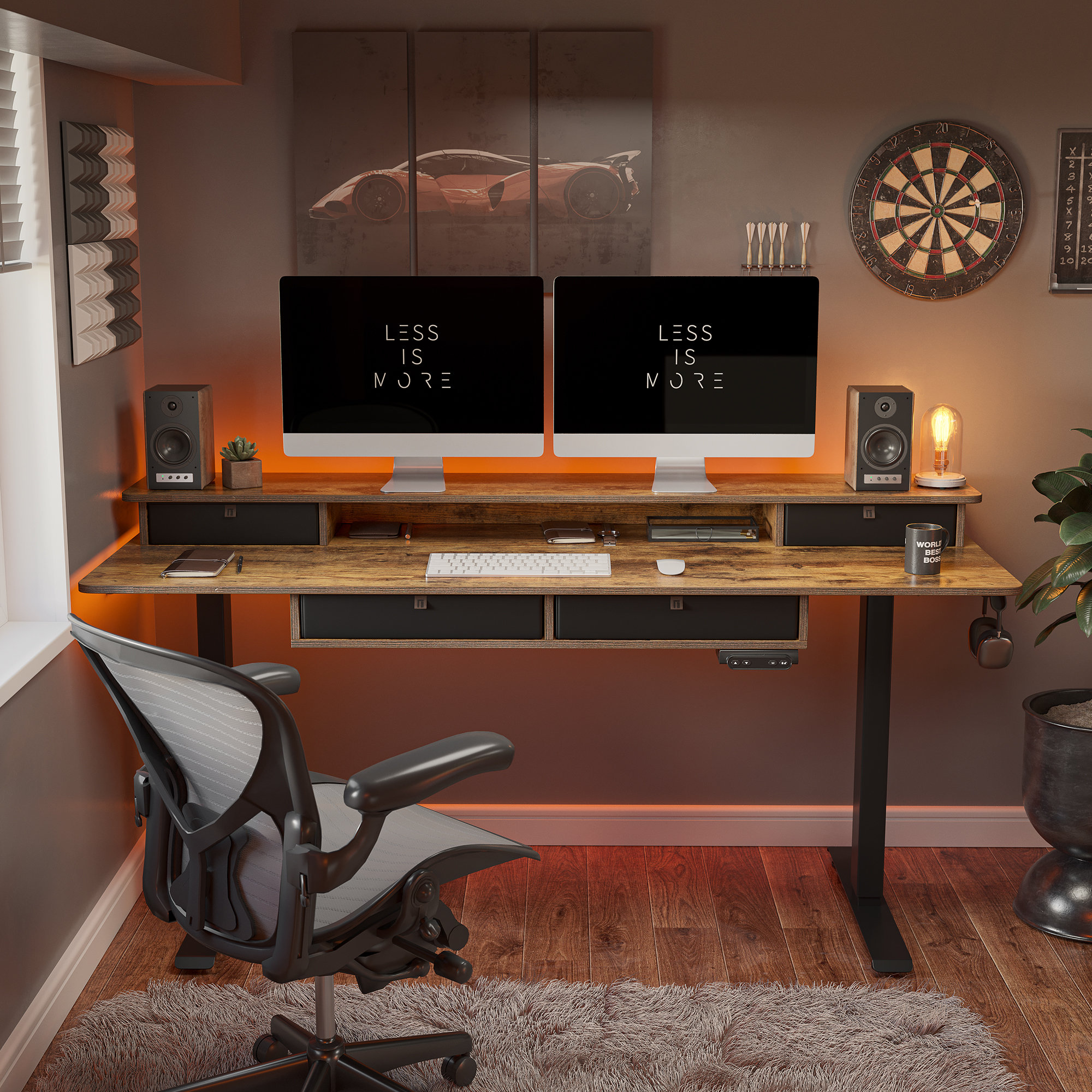 Inbox Zero Emanuiel Height Adjustable Standing Gaming Desk & Reviews
