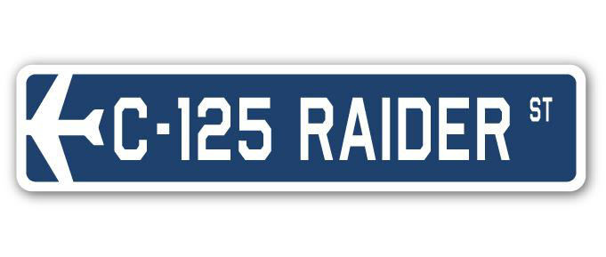 Plaque de rue militaire en aluminium Biddulph C-125 Raider, H 7 po x l 30 po x P 1 po