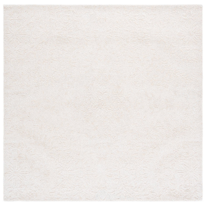 Narra 401 Hand Tufted Wool Pile Floral Rug, Square 6'