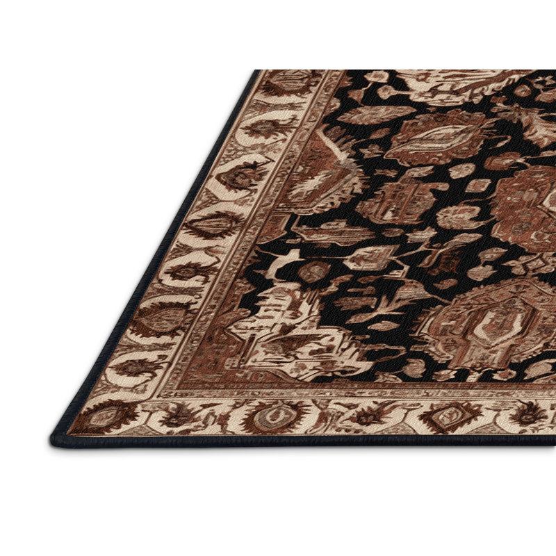 Machine Washable Persian Brown Area Rug, Runner 2' x 5'