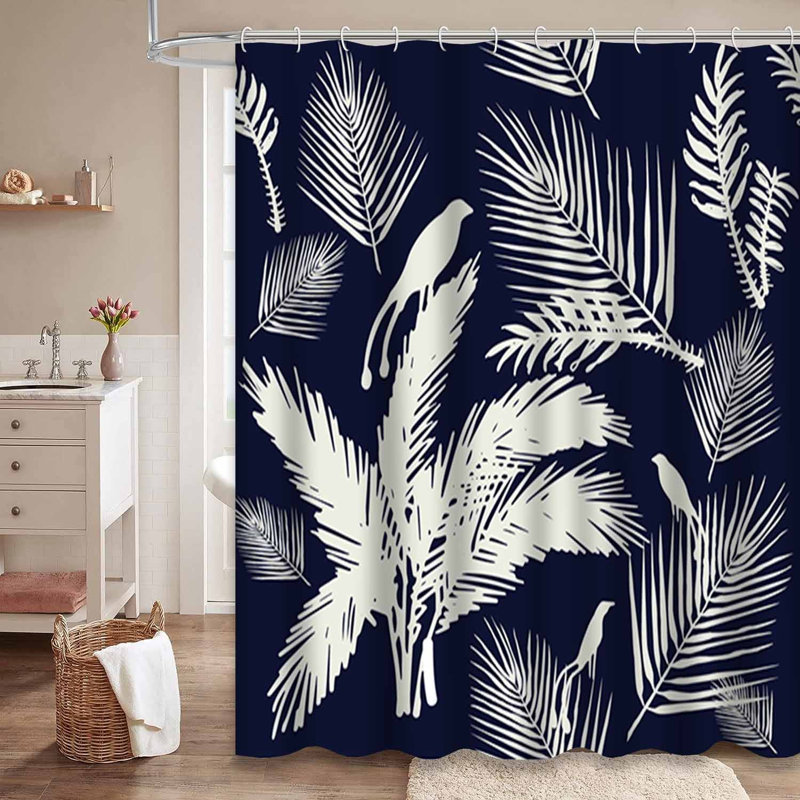 Rideau de douche imperméable à motif floral à motif de palmiers tropicaux abstraits avec 12 crochets, L 72 po x l 72 po