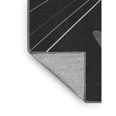 Machine Washable Marvale Basketball Three Point Shot Minimalist Solid Colour Rug in Grey – Grey Binding