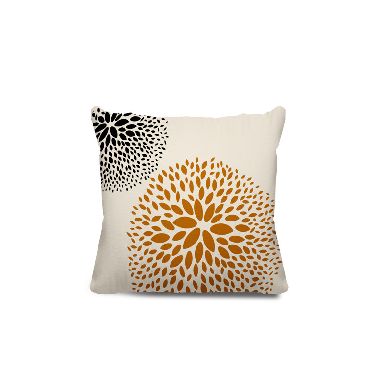 Housse et insert de coussin décoratif intérieur / extérieur Bavière, H 17 po x l 17 po, Orange/crème/noir