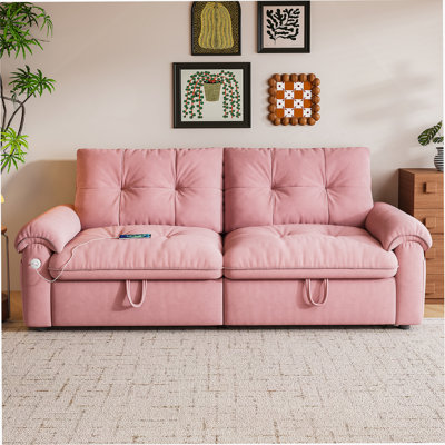 It Is A Multifunctional Sofa, A 77-Inch Convertible Sofa Bed, And A 2-In-1 Piece Suitable For Both Sitting And Lying. Made Of Modern Velvet Fabric, It Is Applicable To Living Rooms, Bedrooms And Apart