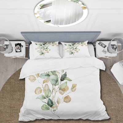 Green/Gold Microfiber Duvet Cover Set