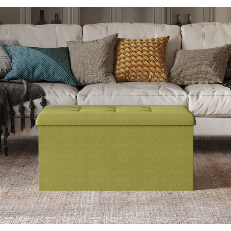 Banc de rangement rembourré Millett, Lin citronnelle