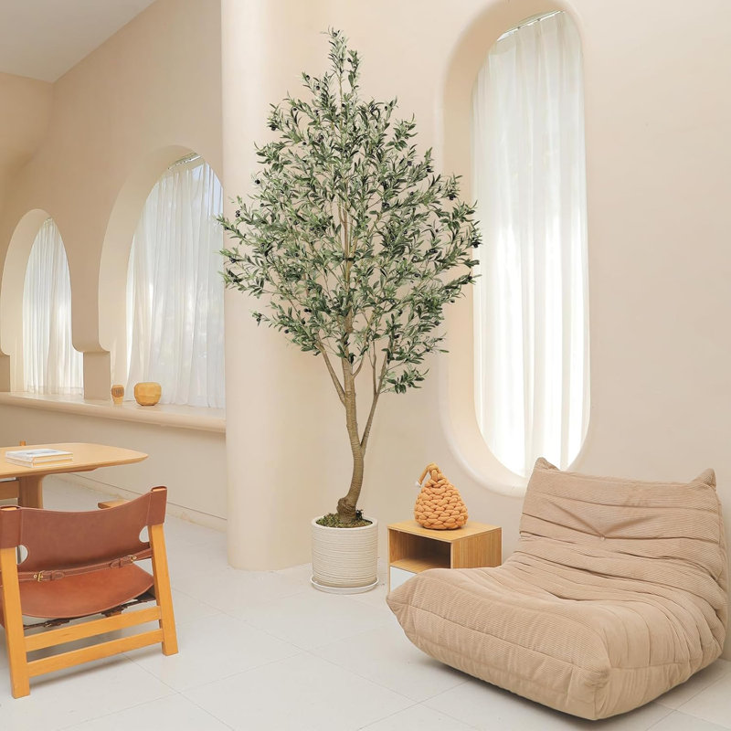 Olive artificielle avec tronc de bois naturel, 9 pi