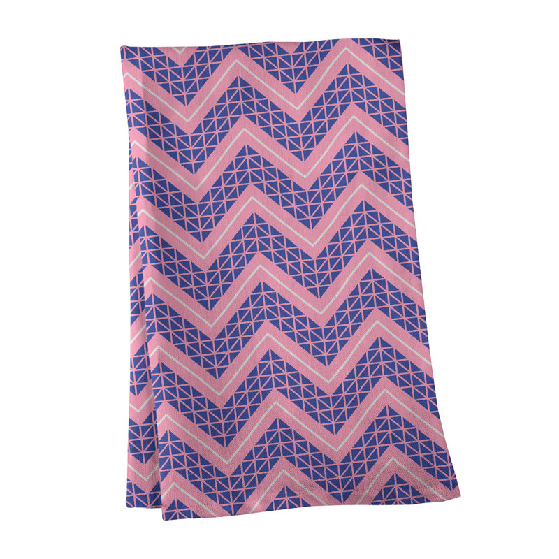 Stephenie Tea Towel Kitchen Towel, Pink/Puple/White, Cotton Twill