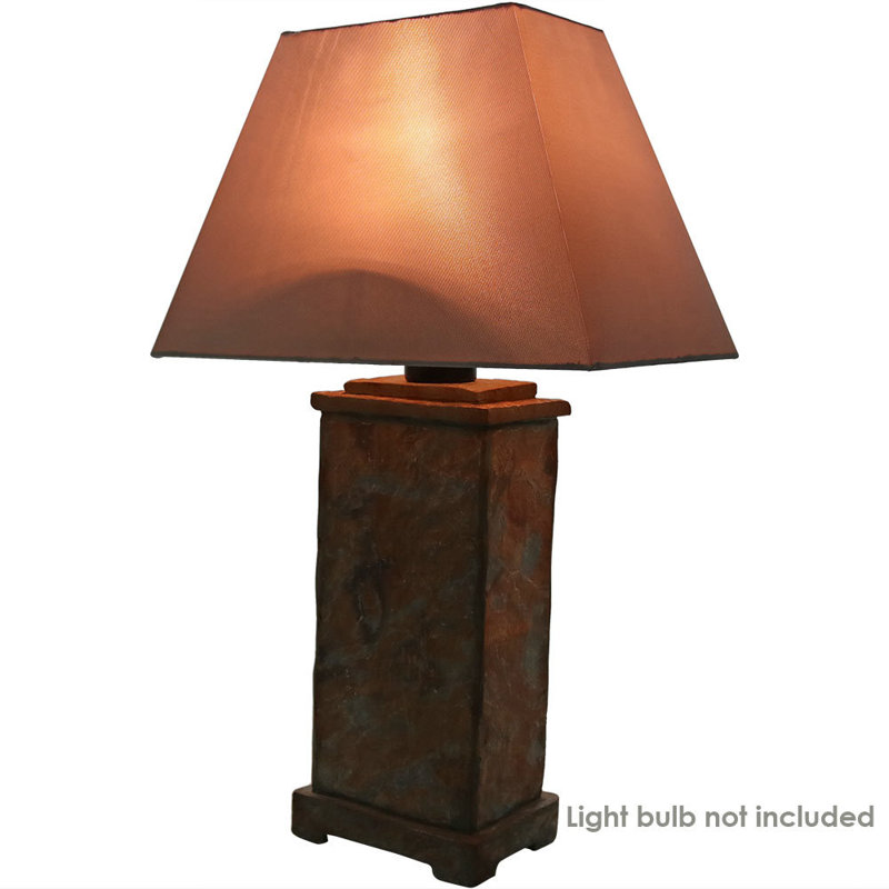 Hetrick 24" Natural Slate Outdoor Table Lamp with Gray Shade