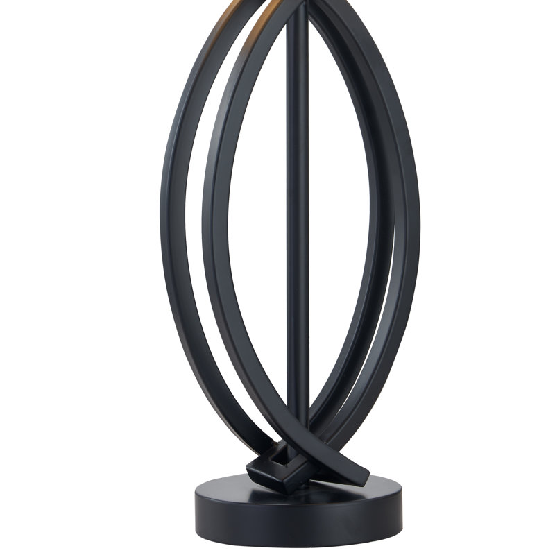 Lampe de table industrielle en métal noir avec lumière à 3 intensités Burholme, Noir avec abat-jour blanc