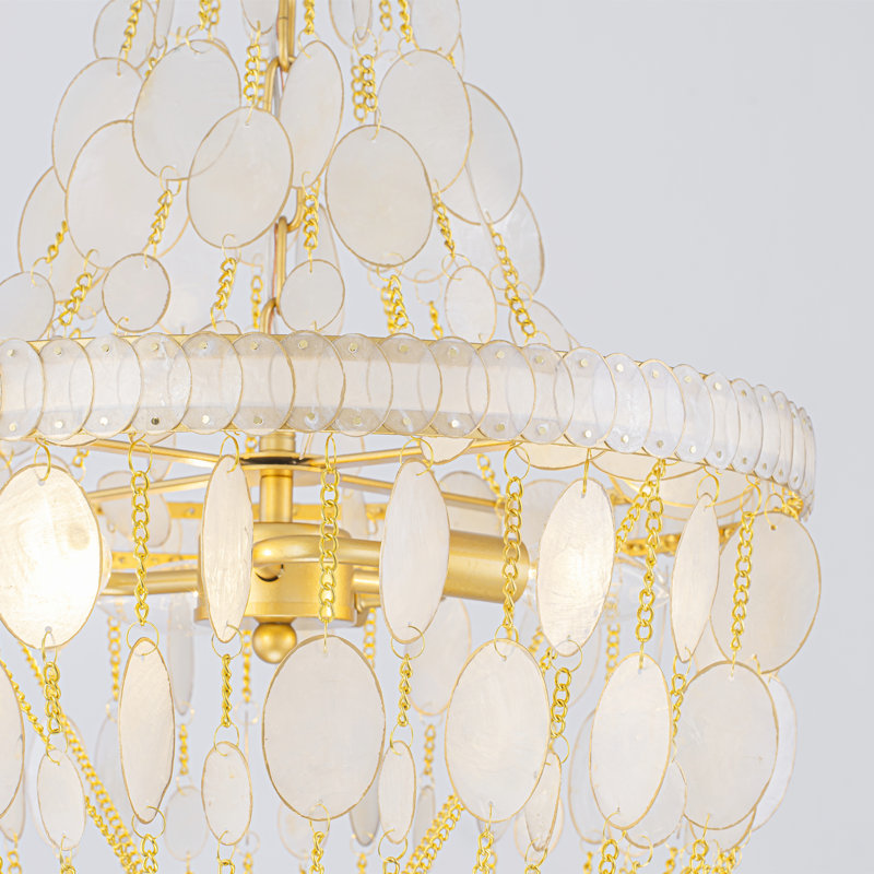 Luminaire suspendu 3 lumières coquillage / lustre Capiz