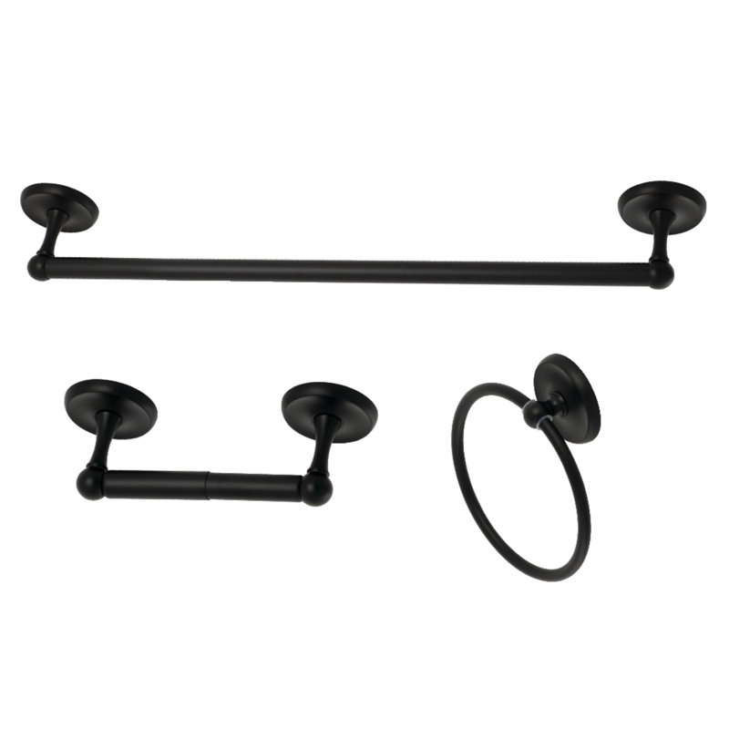 Victorian 3 Piece Bathroom Hardware Set, Matte Black