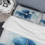 Ensemble de housse de couette nautique géométrique blanche et bleue à formes géométriques abstraites V-101240300