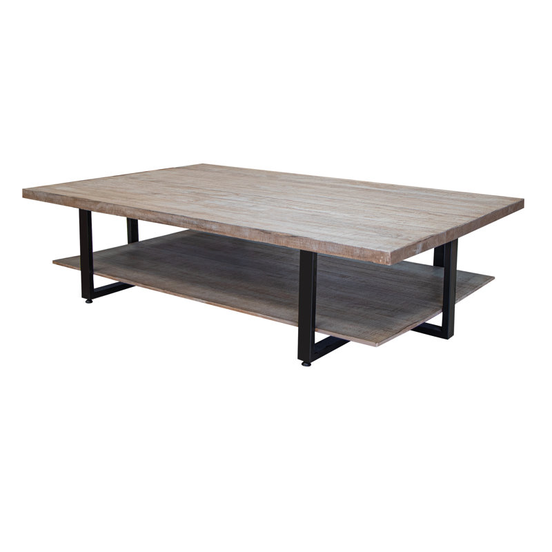 Table basse Jaciya avec base en fer, H 18 po x L 67 po x l 43 po