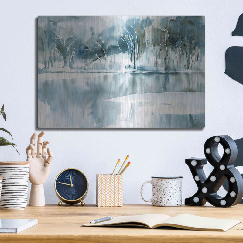 «Blue Reflections» par Katrina Pete - peinture sans cadre, H 12 po x l 16 po x P 0,13 po