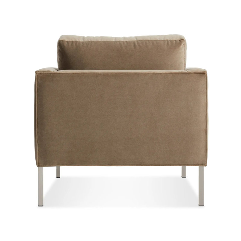 Paramount Tufted Armchair, Stainless Steel, Otter Velvet Polyester Blend