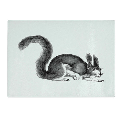 Tempered Glass Squirrel Illustration Chopping Board