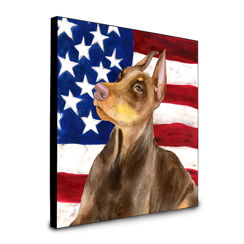 Panneau mural patriotique art Double Down, Doberman