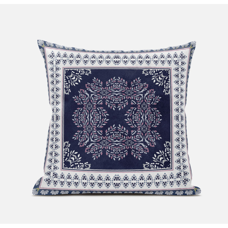 Housse et insert de coussin carré Window Window, 18" x 18", Bleu marine/blanc