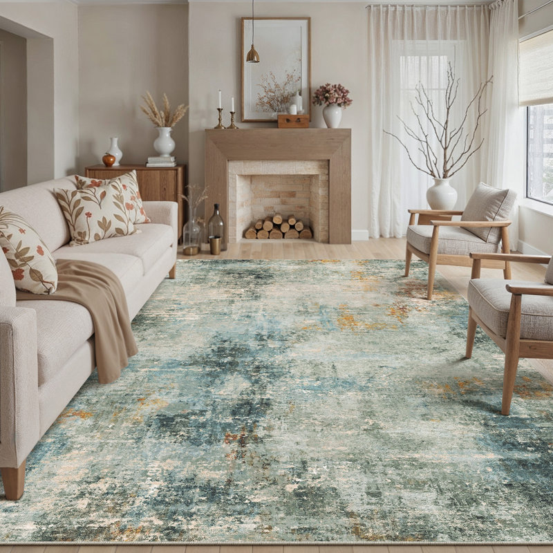 Aevum Abstract Art Area Rug For Modern Living Room Or Studio, Rectangle 8'6" x 11'6"