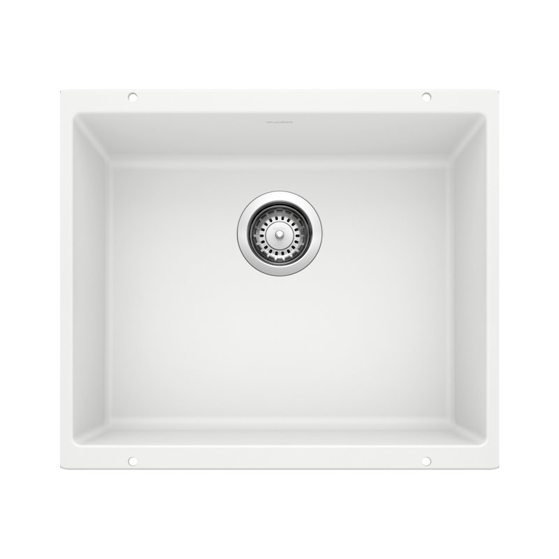 Precis SILGRANIT 21" Single Bowl Undermount Kitchen Sink - White, White