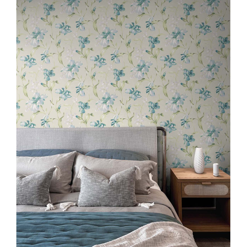 Blatce Floral Roll, Ecru/Celeste