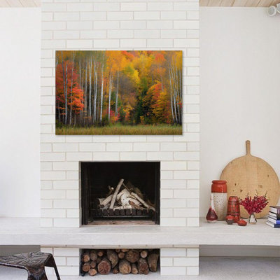 Art mural d'automne, art mural d'automne, art mural sur toile d'automne, art mural d'automne pour le salon, art mural nature pour chambre à coucher, peinture murale d'automne prête à être accrochée sur toile 12 po x 18 po