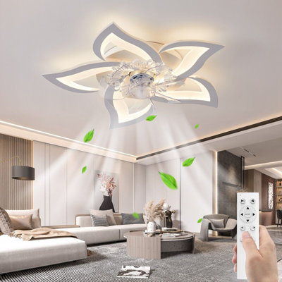 Cleal LED ceiling fan with lighting, creativity 5 -light, quiet dimmable ceiling light with remote control and app