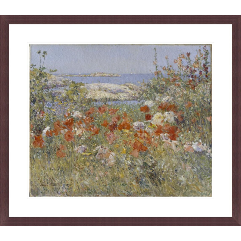 «Celes Thaxter's Garden Isles of Shoals Maine» par Childe Hassam, impression giclée encadrée, H 23,5 po x l 26,86 po