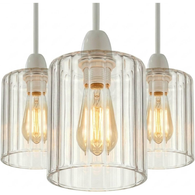 14cm H Glass Drum Lamp Shade in Clear
