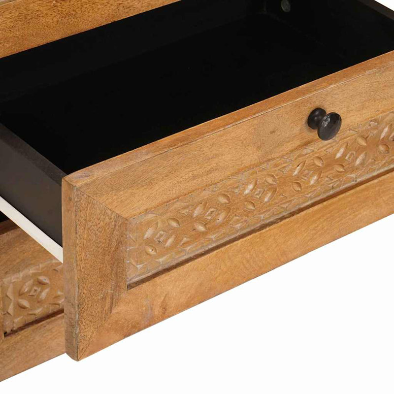 50cm W Solid Wood Bedside Table, Light Brown