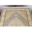 Tapis bleu en laine et en soie noué à la main de conception unique 4 pi 1 po x 6 pi 2 po