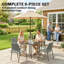 Outsunny 4 Seater Rattan Dining Set w/ Parasol Stackable Chairs-2128940131