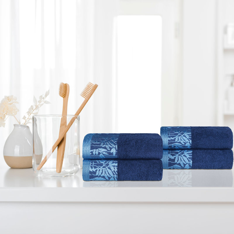 Ensemble de serviettes en coton 4 pièces, Bleu marine