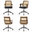 Fauteuil de bureau respirant à dossier en canne avec structure en noyer de style Mid-Century et base pivotante réglable-1567086277
