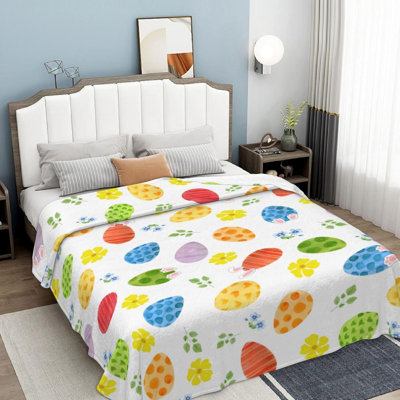 Oeufs de Pâques couverture décorations de Pâques fleurs colorées douces flanelle jeté douces couvertures pour la maison ferme lit canapé décor intérieur 40 x 50 pouces cadeaux pour adultes