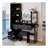 Full Body Mirror Cabinet + Round Mirror LED Vanity Table + Cushioned Stool, With 2 AC + 2 USB Power Station,17" Diameter LED Mirror, Touch Control, 3-Color, Brightness Adjustable, Large Desktop-1083313655