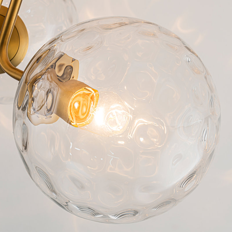 Plafonnier semi-encastré moderne Spoutnik 22 lumières 3 lumières Kaynen, Doré, Verre martelé
