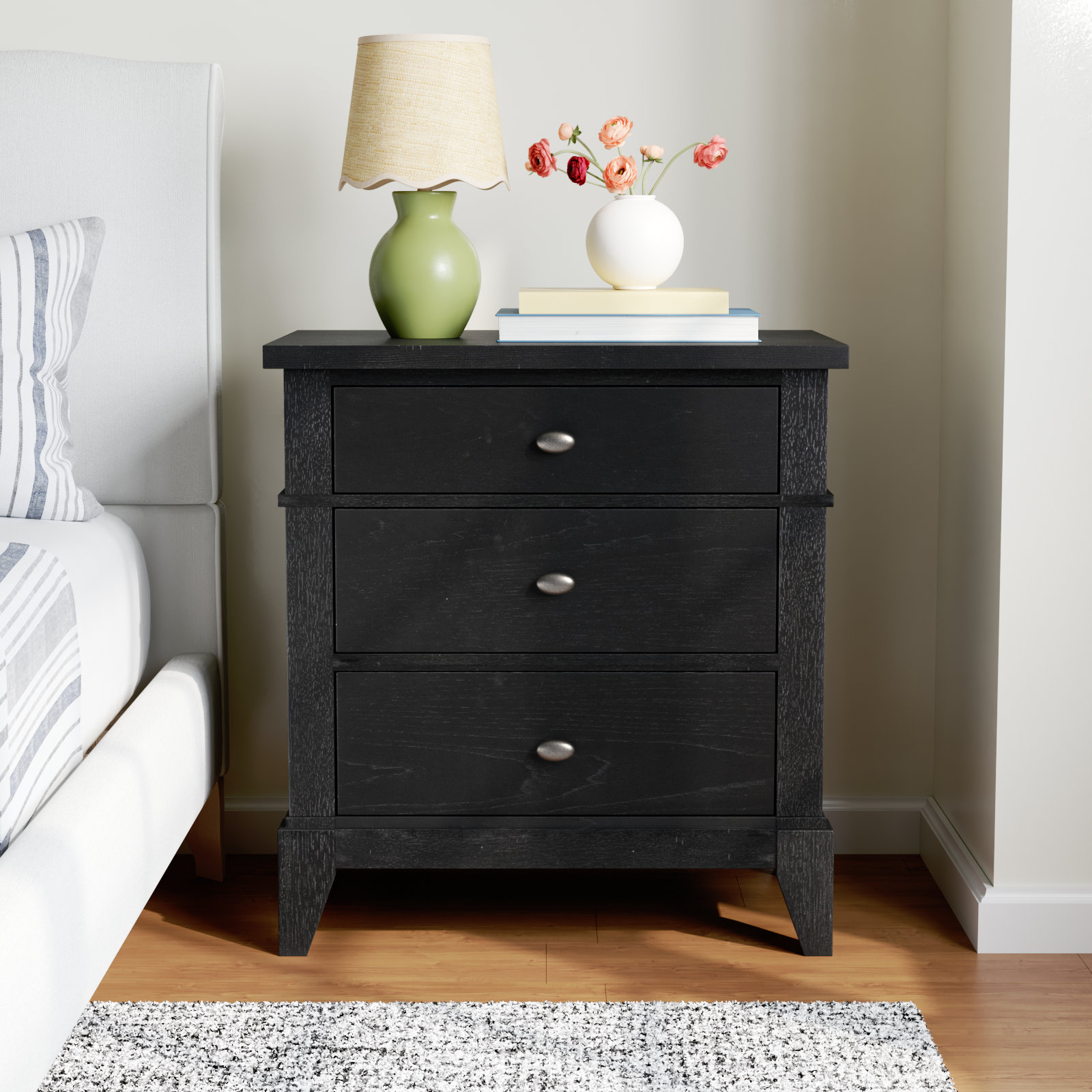 Mya 3 - Drawer Nightstand, Brown